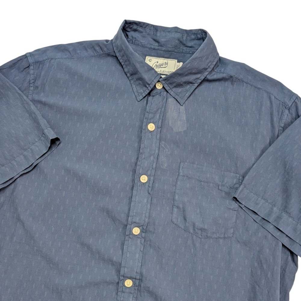 Grayers Portofino 60's Printed Chambray Shirt Men's L Blue NWT Cotton